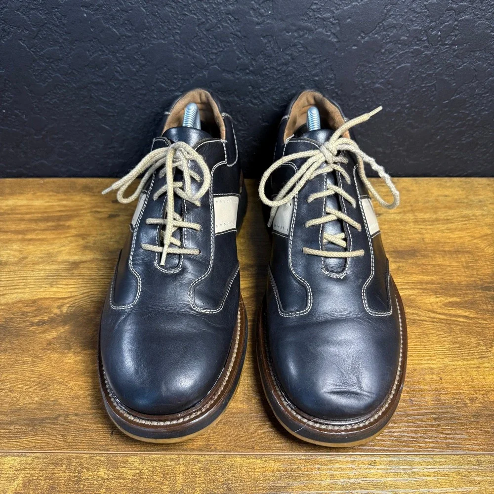 Johnston & Murphy Passport 20-2485‎ Navy Leather Oxford Mens 9.5 M Made in Italy